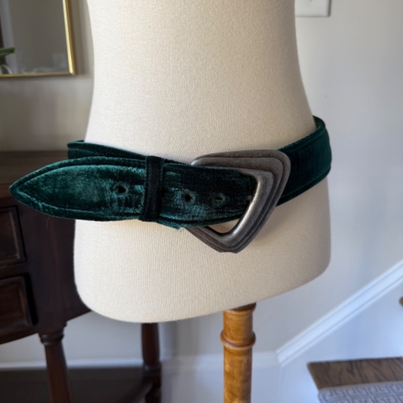 Flawed Free People Evalina Green Velvet Belt SM/M - Picture 8 of 10